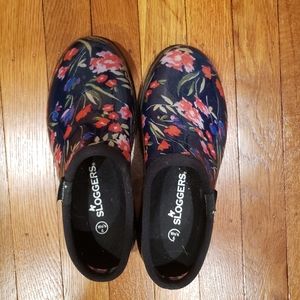 Blue and Pink Floral Clogs